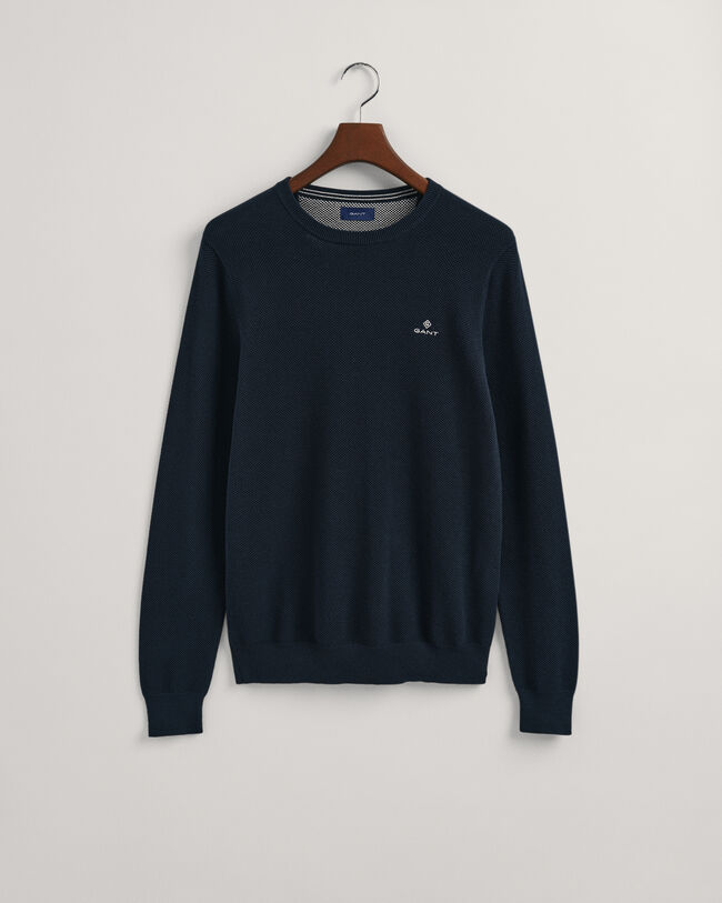 Cotton Piqu&eacute; Crew Neck Sweater