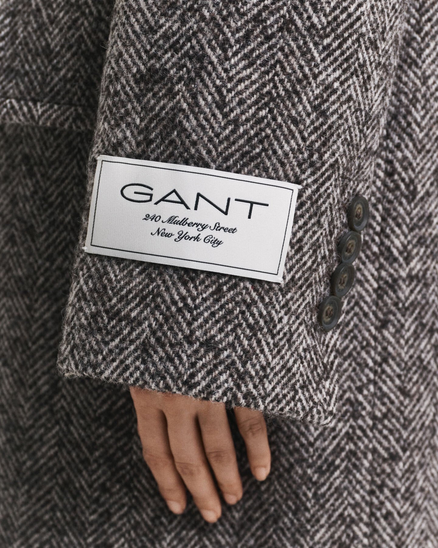 Herringbone Wool Blend Overcoat