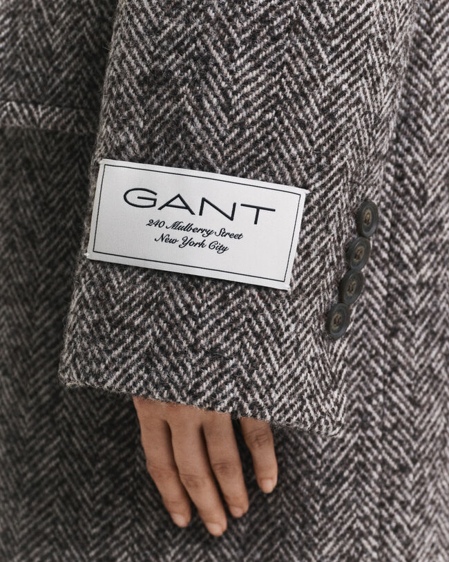 Herringbone Wool Blend Overcoat