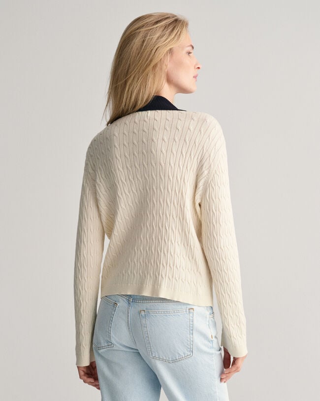 Cable Knit Polo Sweater