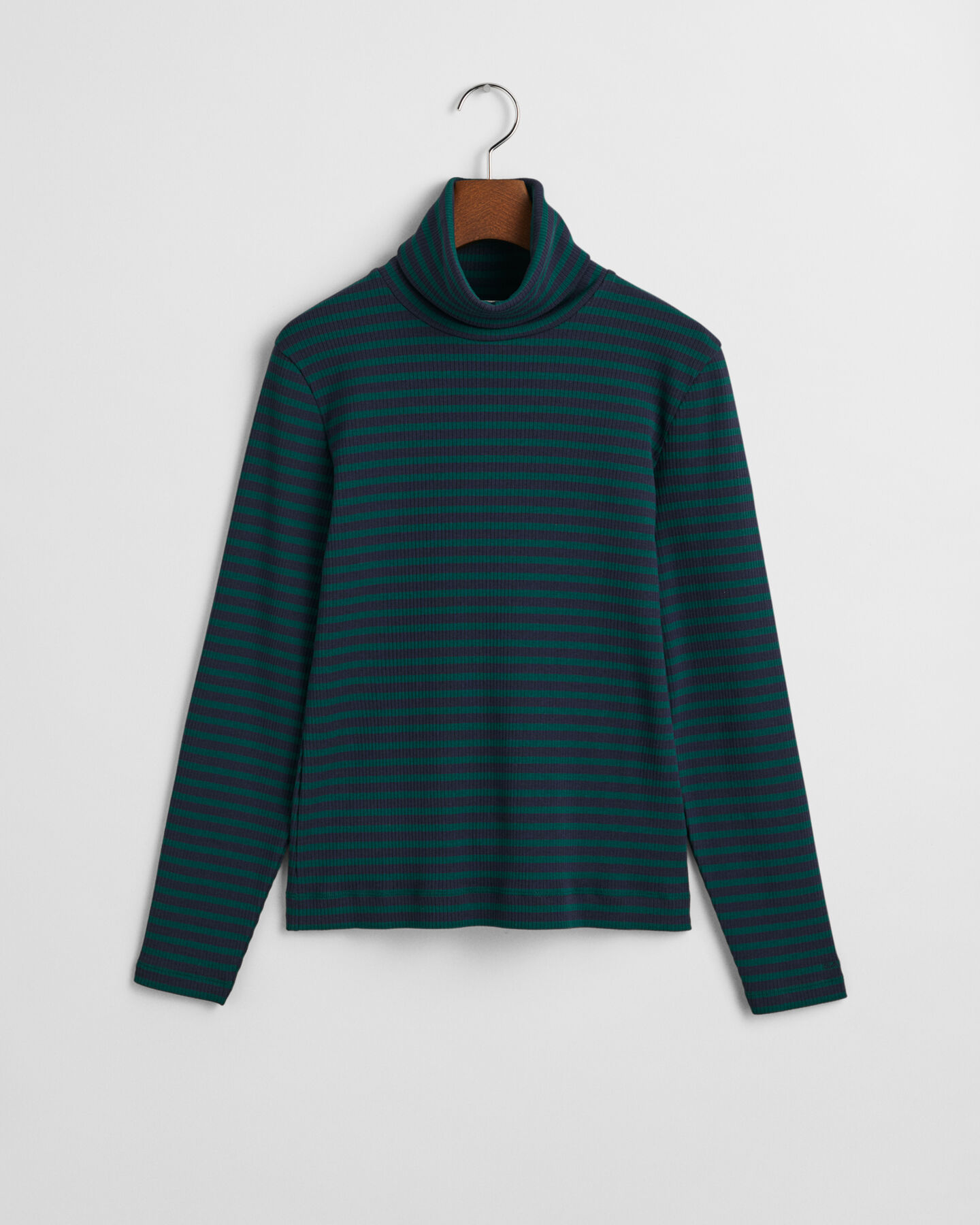 Striped Rib Long Sleeve Turtleneck Top