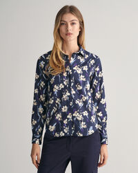 Regular Fit Floral Print Cotton Voile Shirt