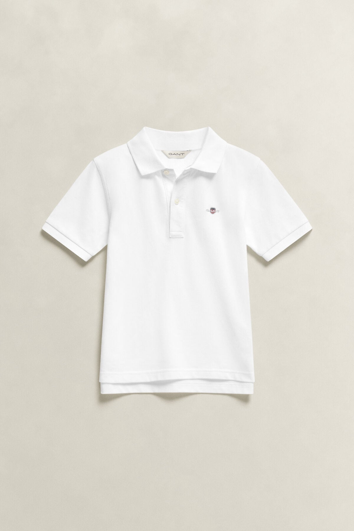 Kids Shield Polo Shirt — WHITE