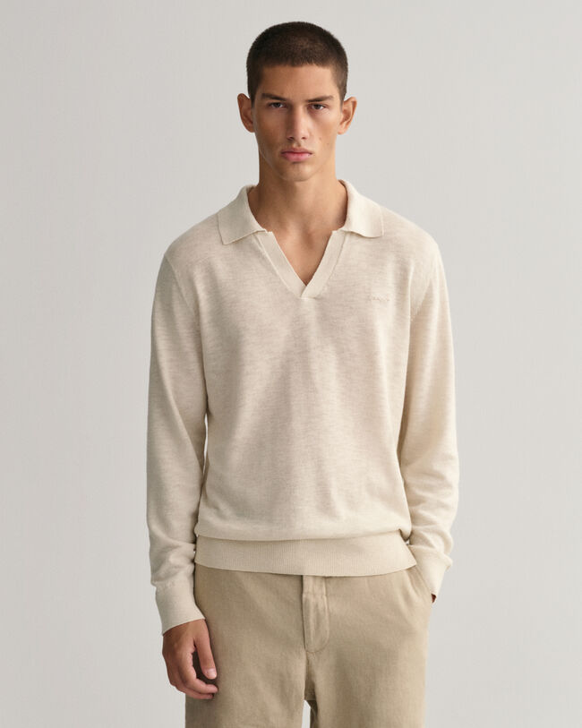 Cotton Linen Polo Sweater