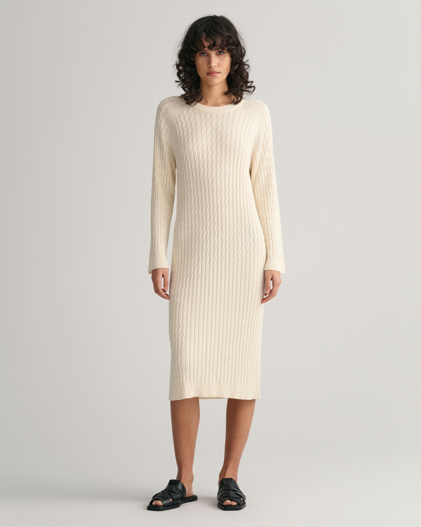 Cable Knit Crew Neck Dress