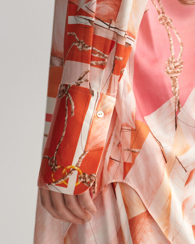 Relaxed Fit Sailing Print Silk Shirt