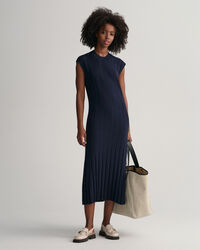 Rib Knit Crew Neck Sleeveless Dress