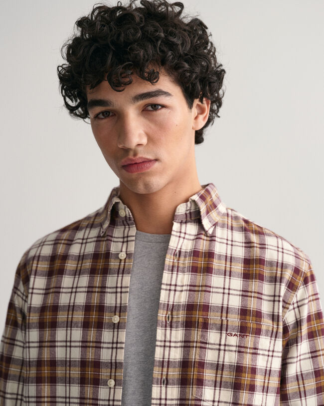 Regular Fit Checked Brushed Oxford Shirt