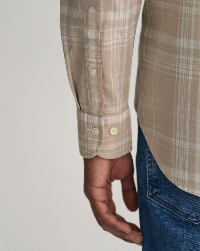 Regular Fit Check Cotton Linen Shirt