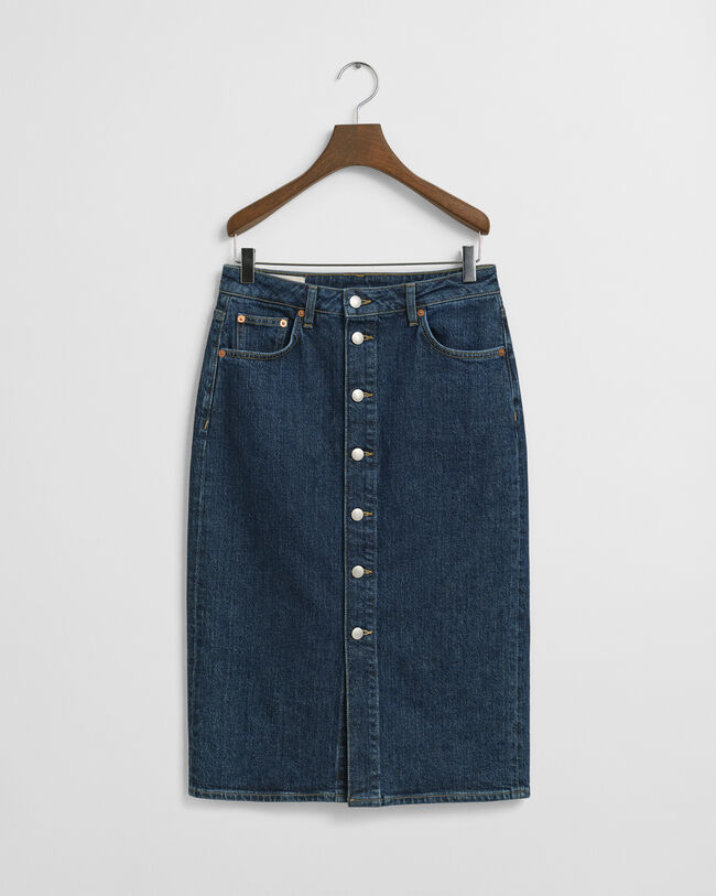 Buttoned Midi Denim Skirt
