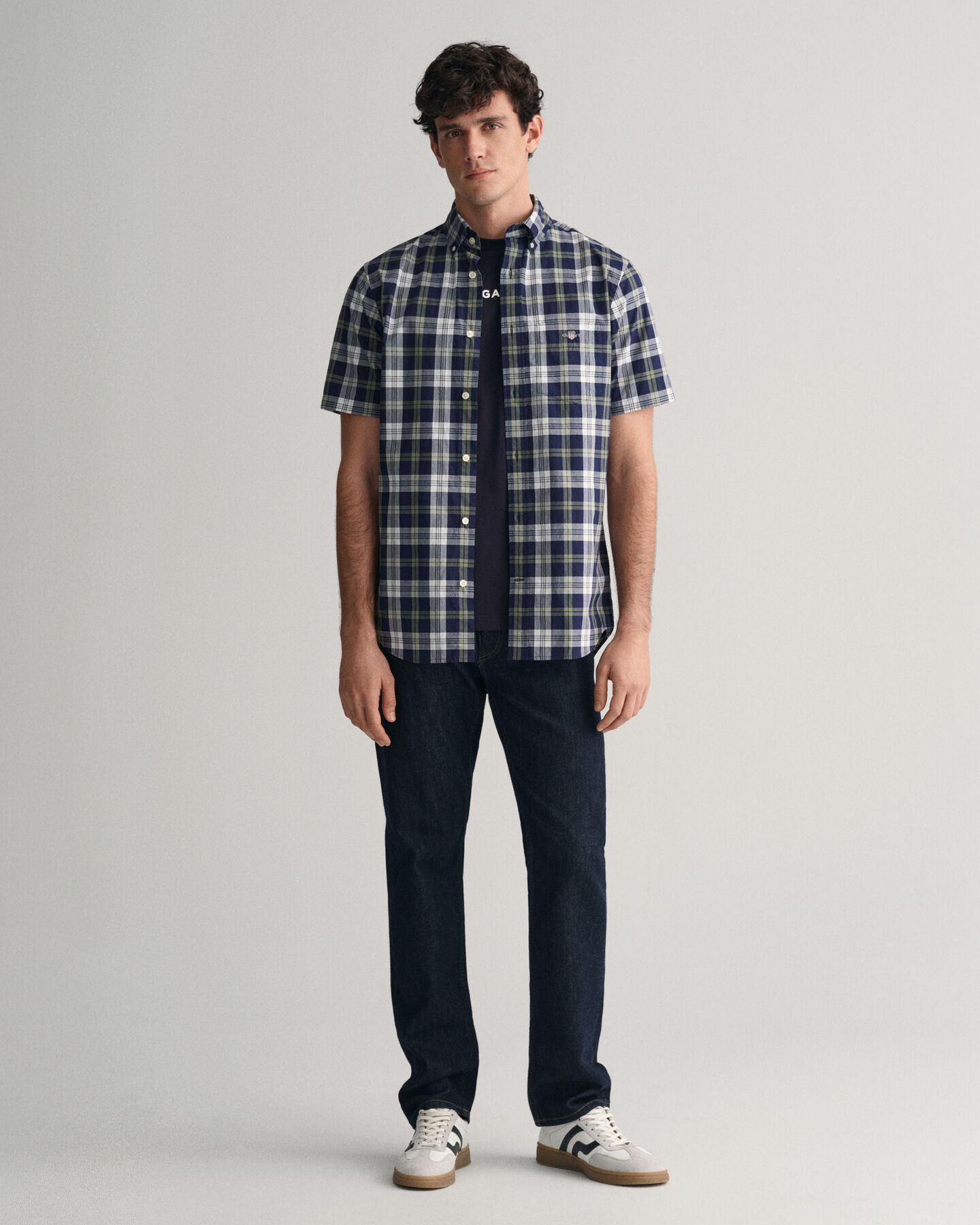 Regular Fit Checked Poplin Short Sleeve Shirt
