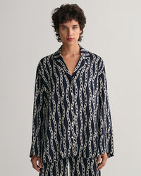 Relaxed Fit Chain Print Pajama Shirt