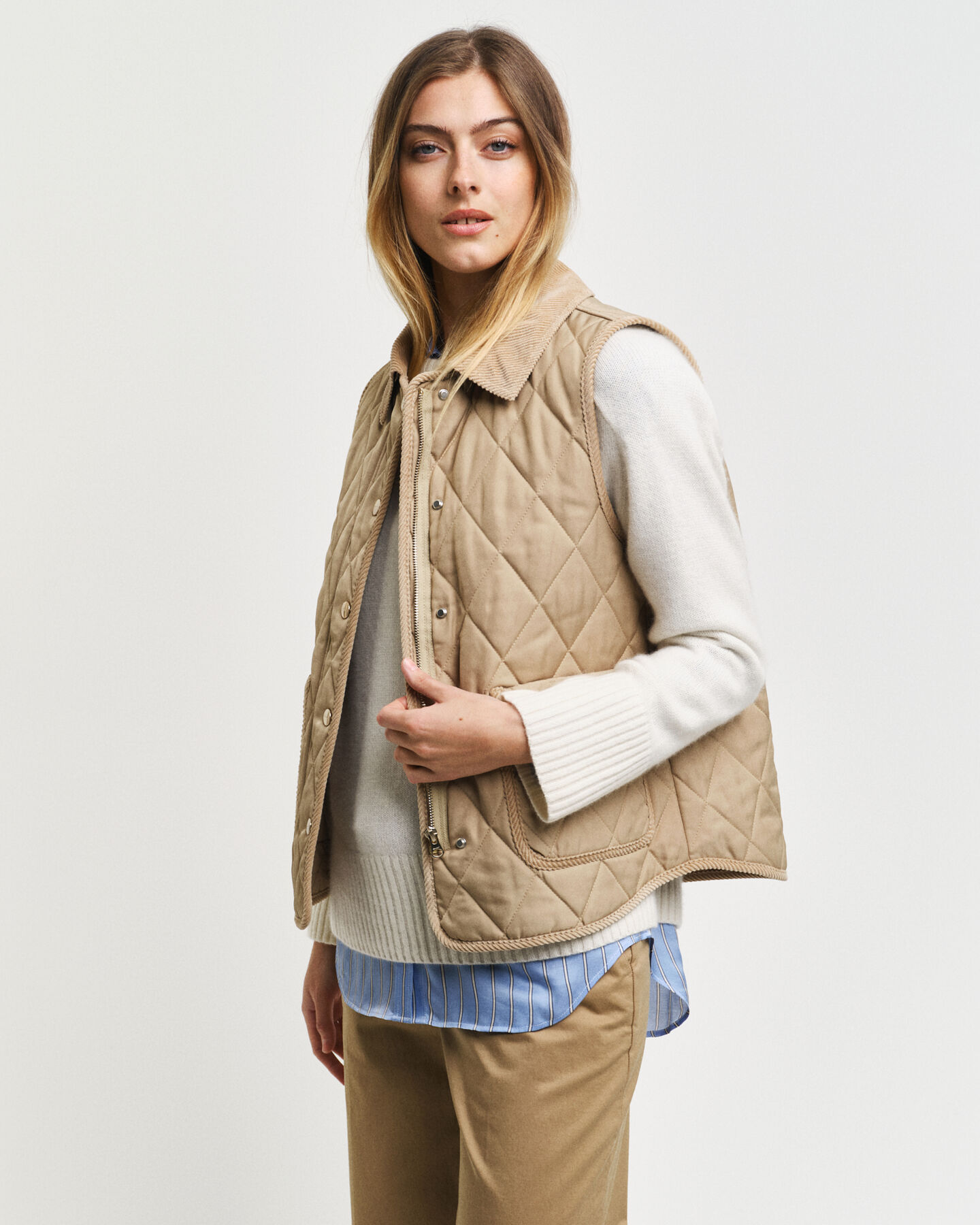 Quilted Corduroy Detailed Vest