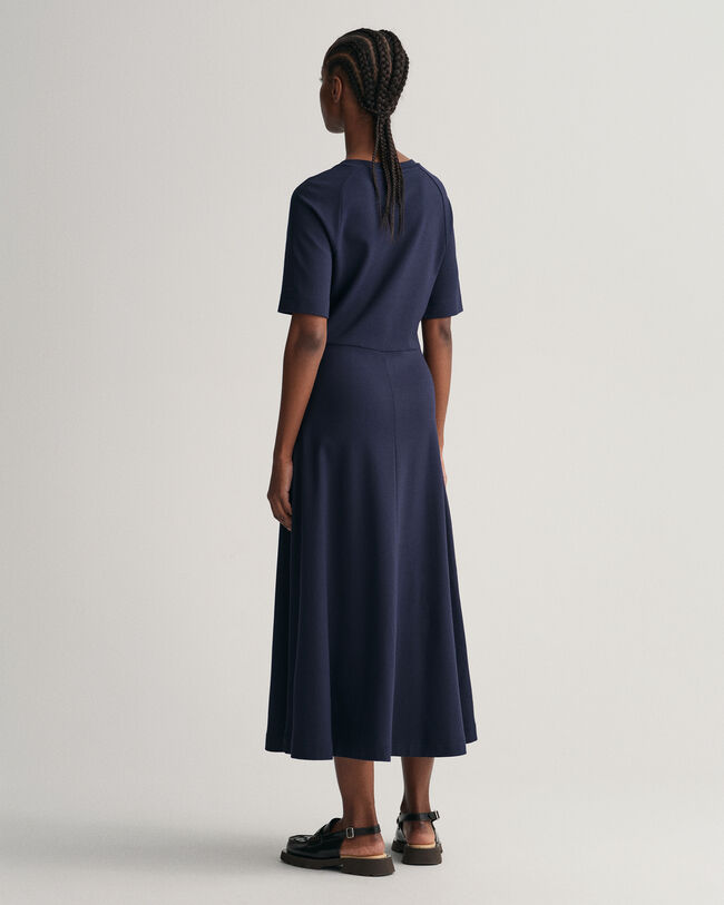 Flared Short Sleeve Crew Neck Dress