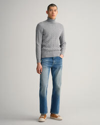 Cotton Cable Turtleneck Sweater