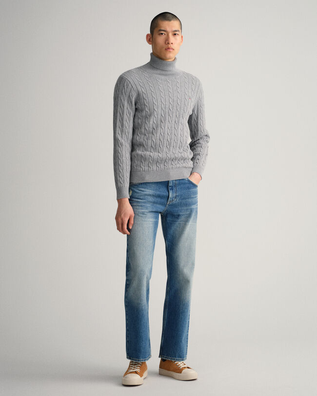 Cotton Cable Turtleneck Sweater