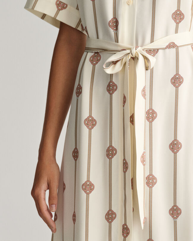 Printed Short Sleeve Shirt Dress