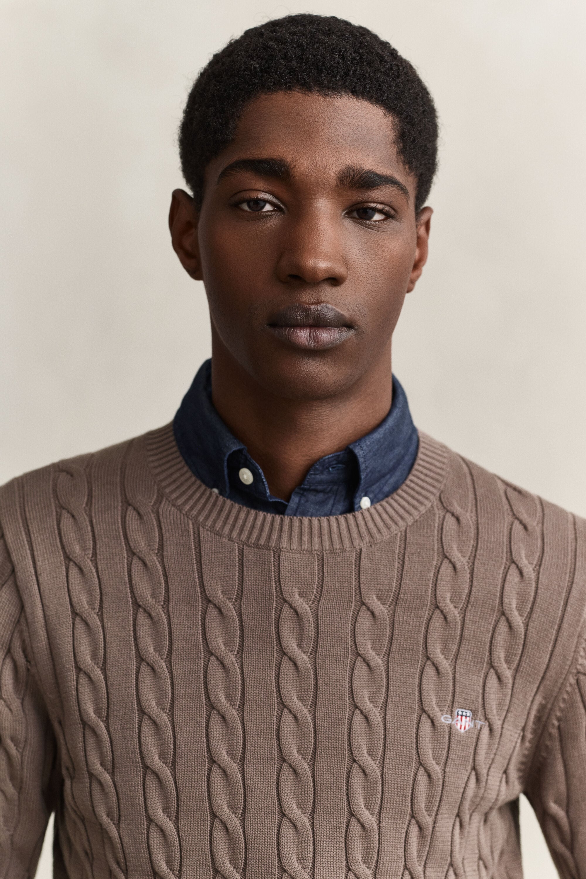 Cotton Cable Knit Crew Neck Sweater