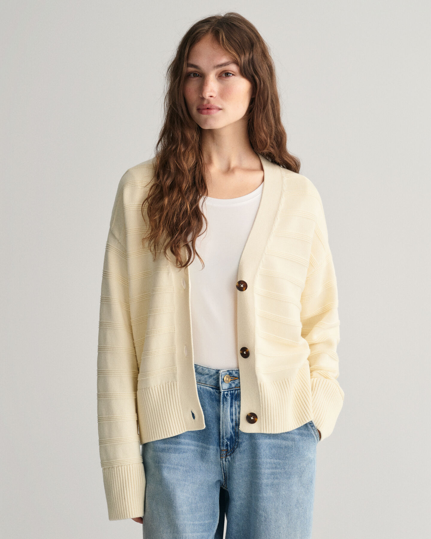 Tonal Striped Cotton Cardigan
