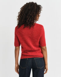 Mohair Blend Short Sleeve Crew Neck Sweater