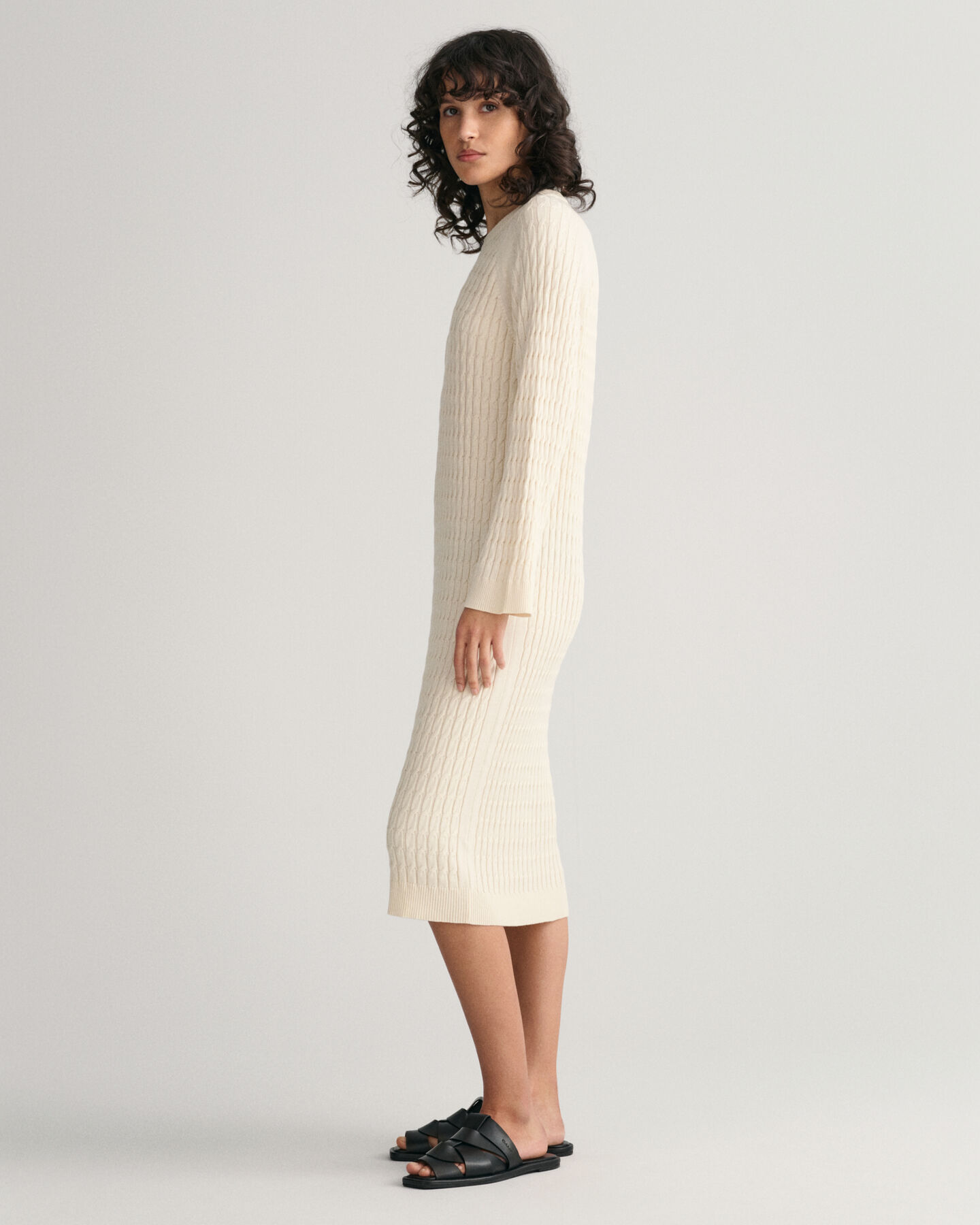 Cable Knit Crew Neck Dress