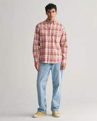 Regular Fit Checked Cotton Linen Shirt