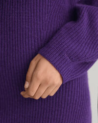 Ribbed Wool V-Neck Dress