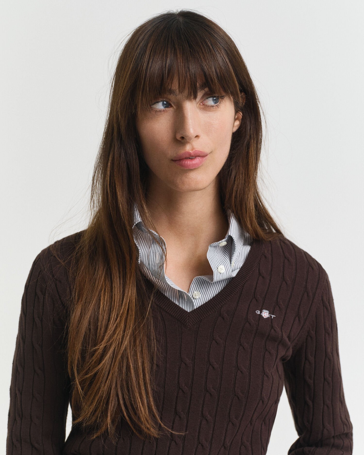 Cable Knit V-Neck Sweater