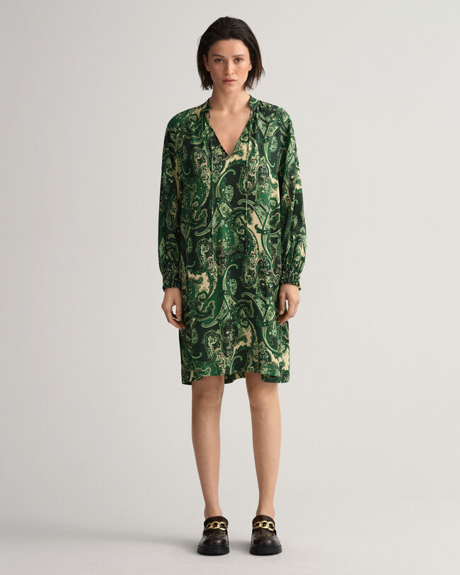 Paisley Stand Collar Dress