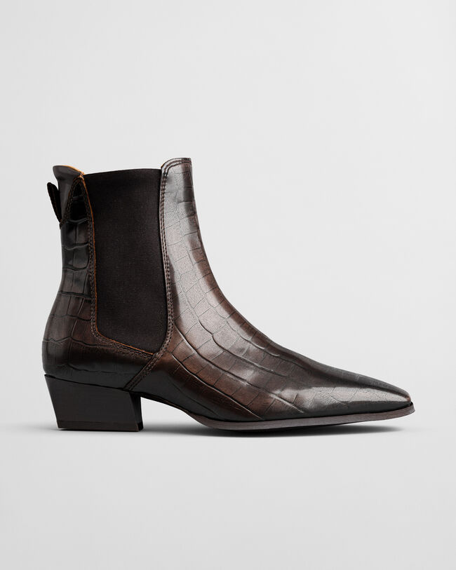 Bassotte Croc-Effect Leather Boots