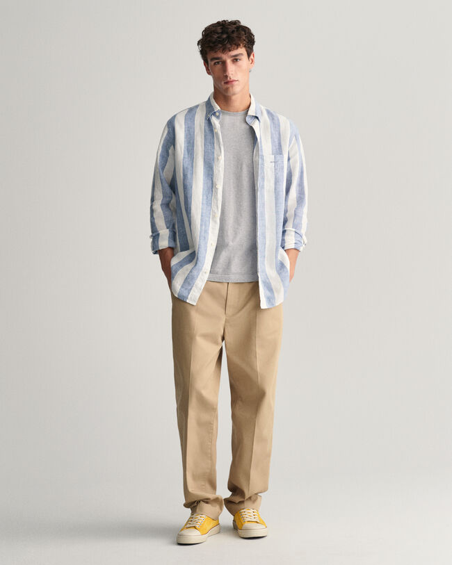 Regular Fit Bold Striped Linen Shirt
