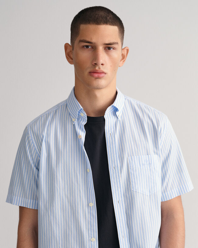 Regular Fit Stripe Short Sleeve Broadcloth Shirt