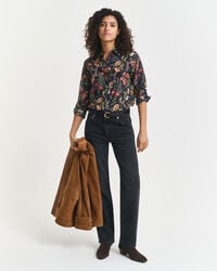 Regular Fit Floral Printed Cotton Silk Shirt