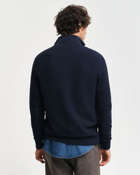 Textured Cotton Half-Zip Sweater