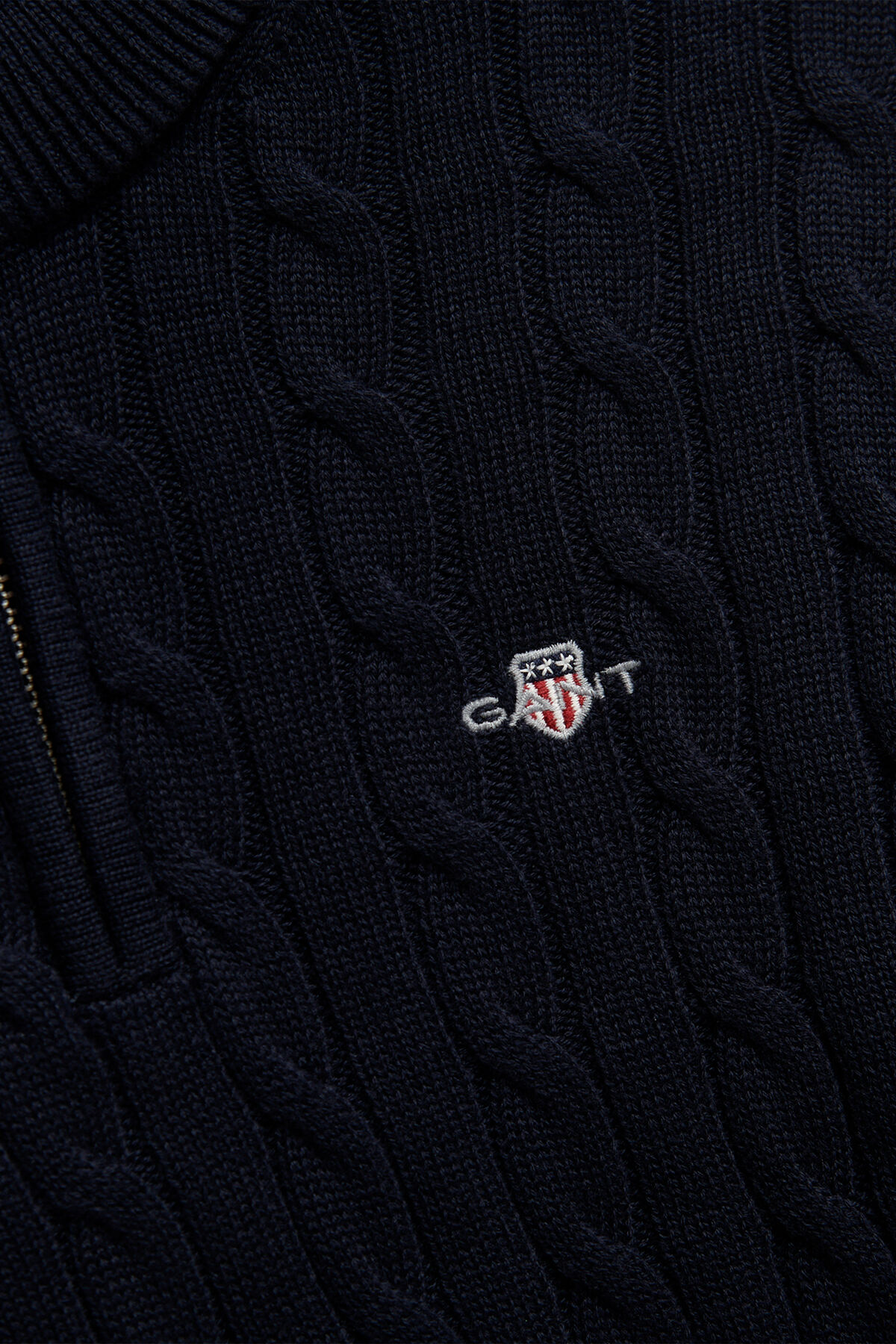 Teen Boys Shield Cable Knit Half-Zip Sweater — EVENING BLUE