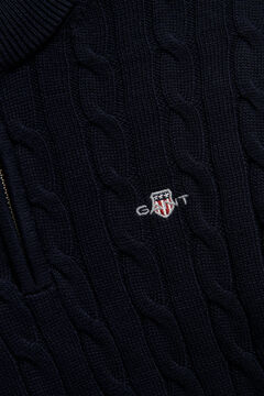 Teen Boys Shield Cable Knit Half-Zip Sweater — EVENING BLUE 1
