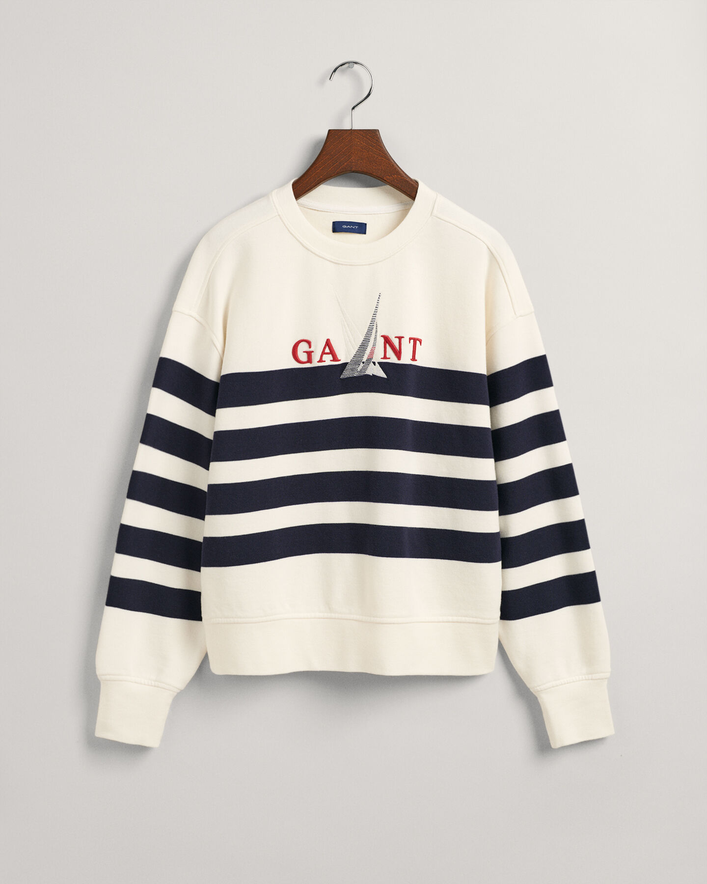 Sail Graphic Striped Crew Neck Sweatshirt