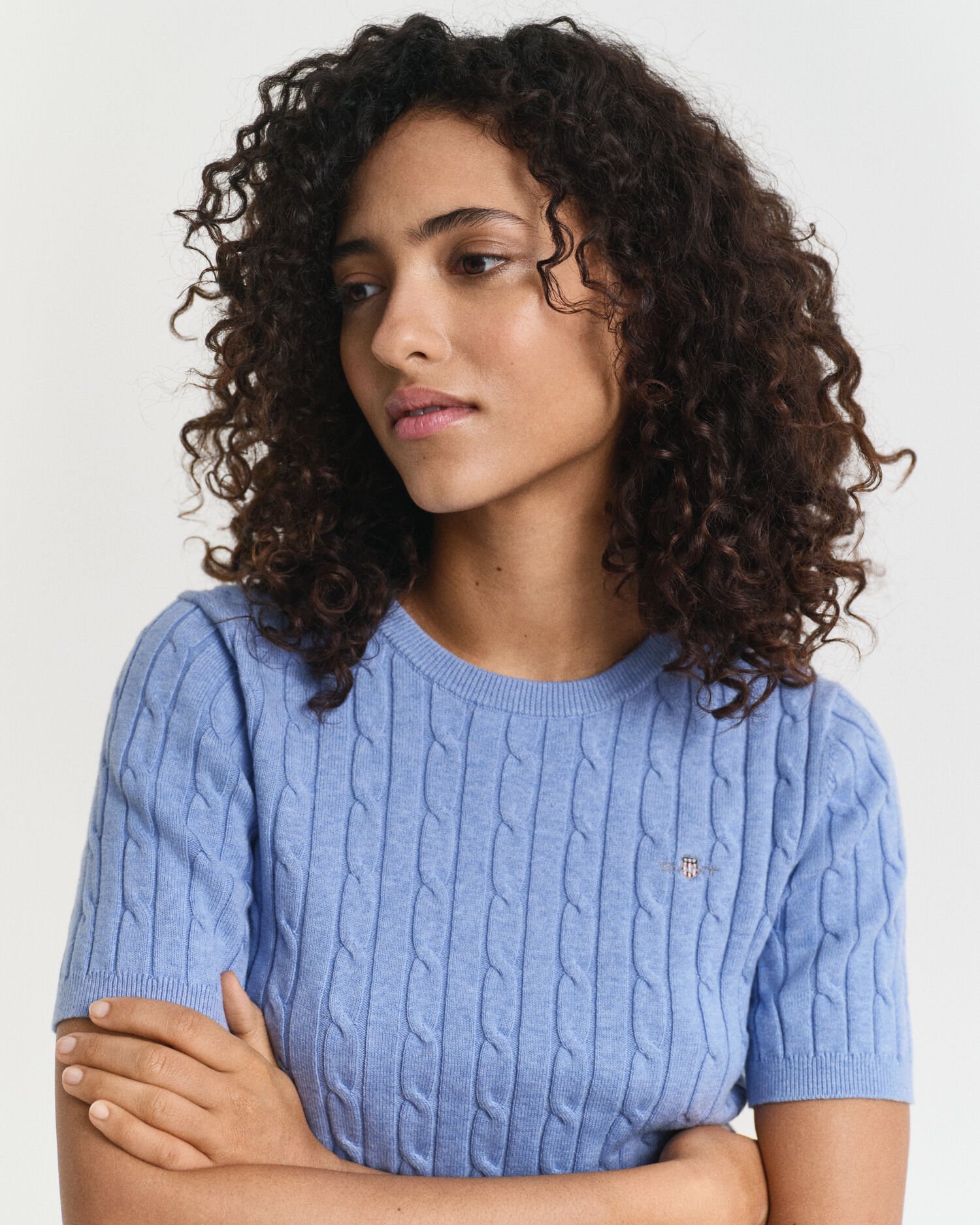 Cable Knit Short Sleeve Sweater