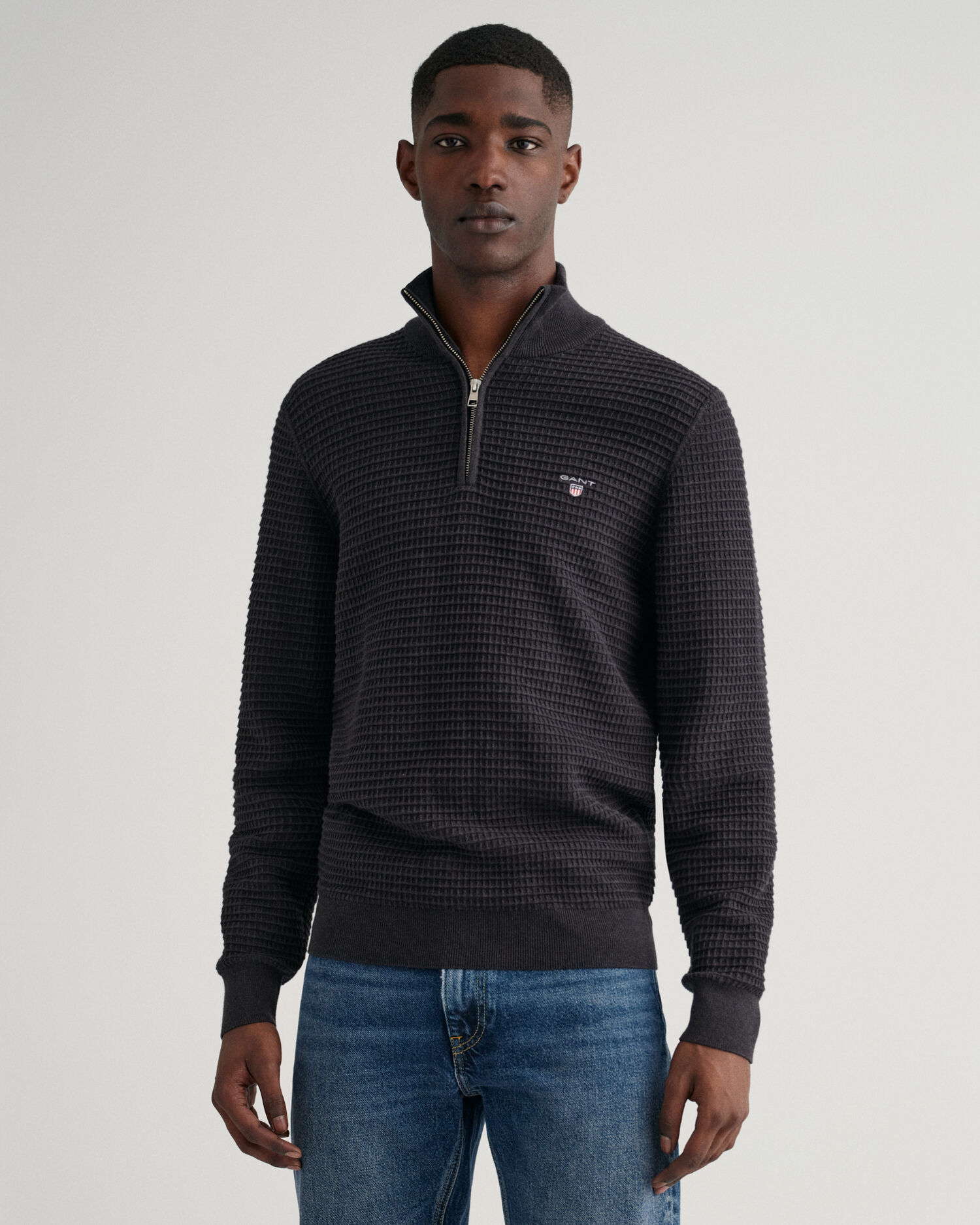 Cotton Texture Half-Zip Sweater - GANT