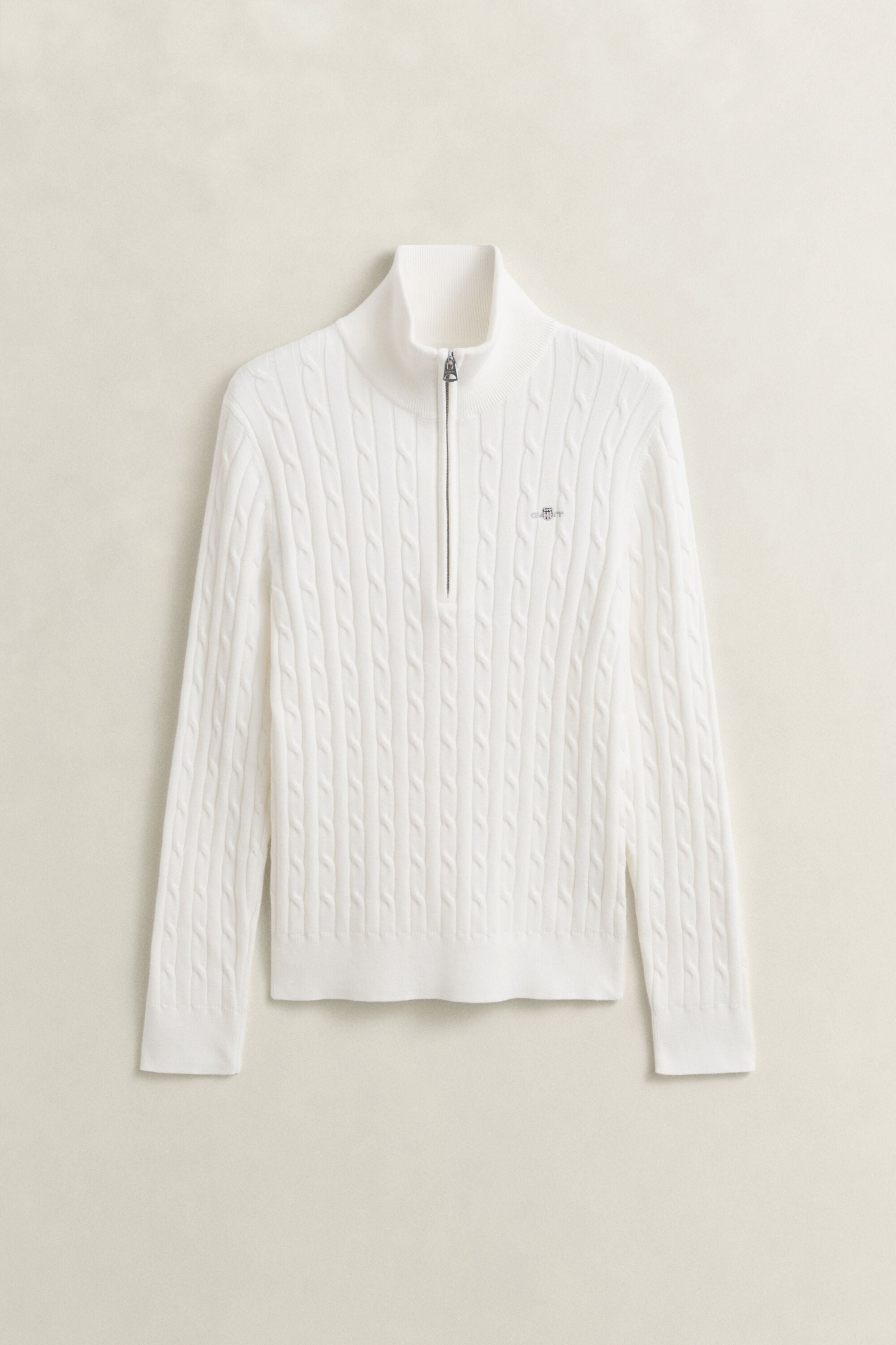 Stretch Cable Knit Half-Zip Sweater