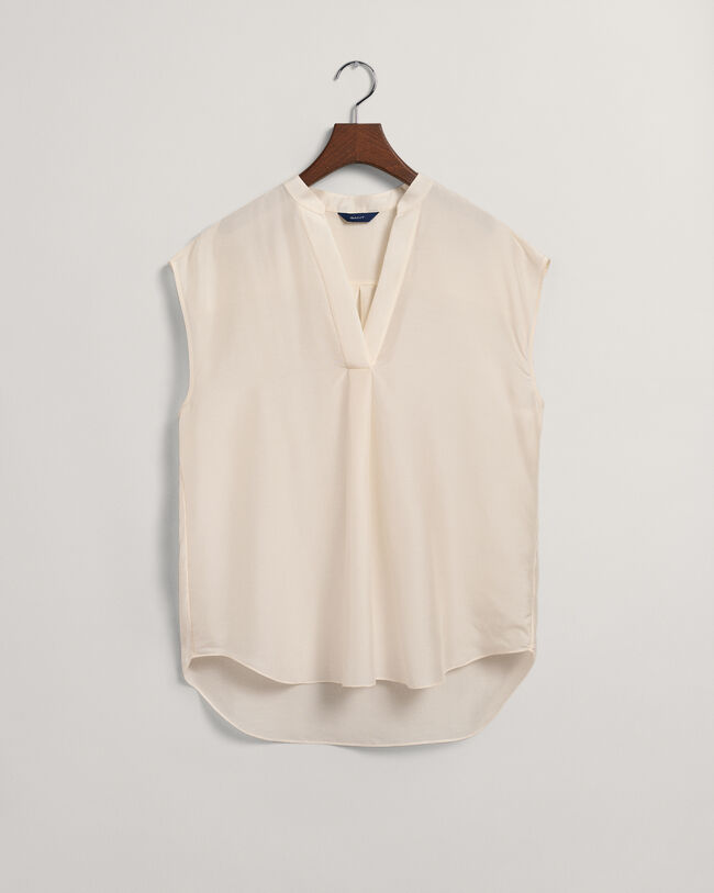 Stand Collar Sleeveless Blouse