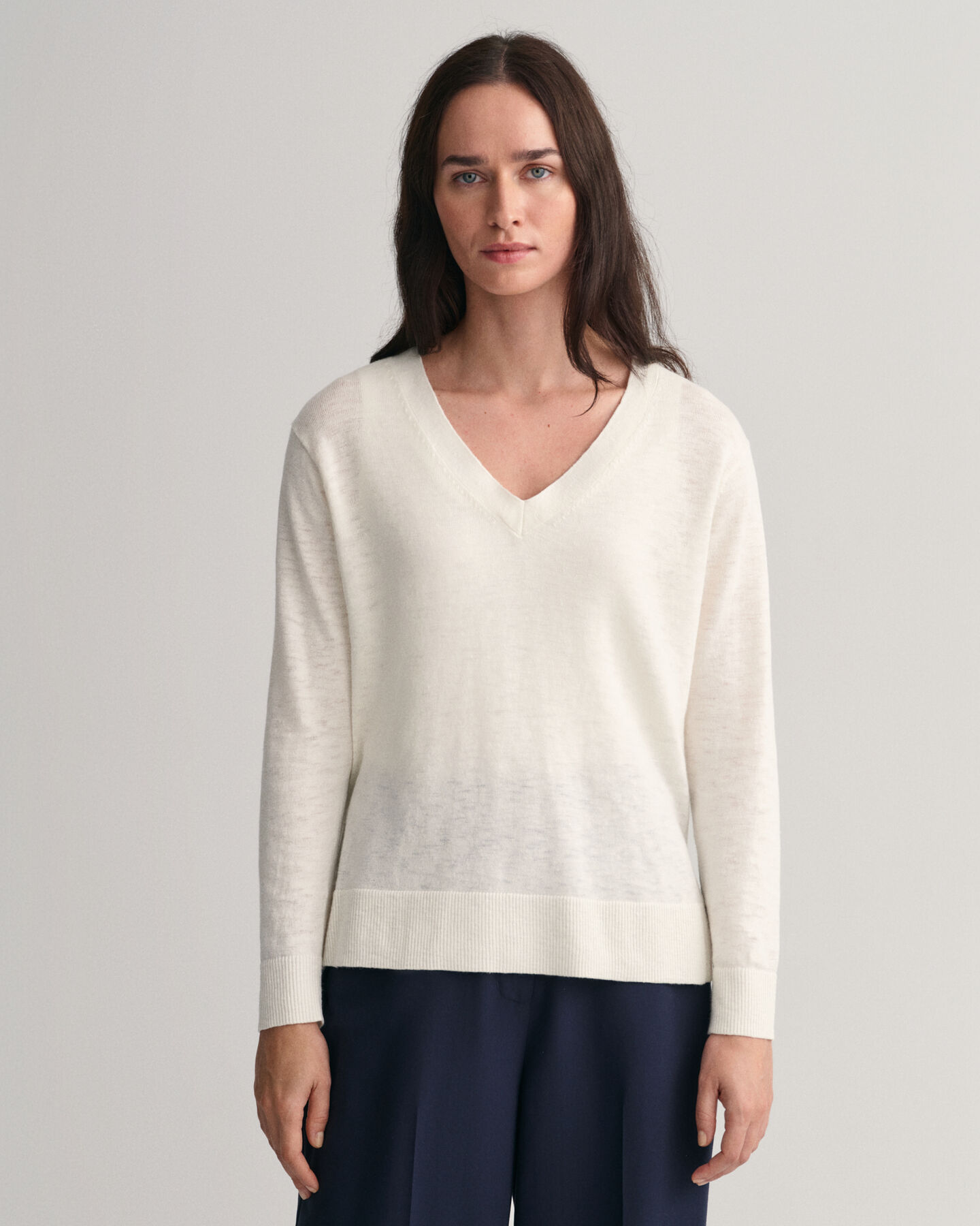 Linen Blend V-Neck Sweater