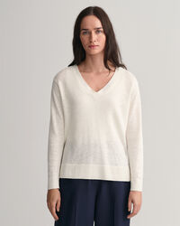 Linen Blend V-Neck Sweater