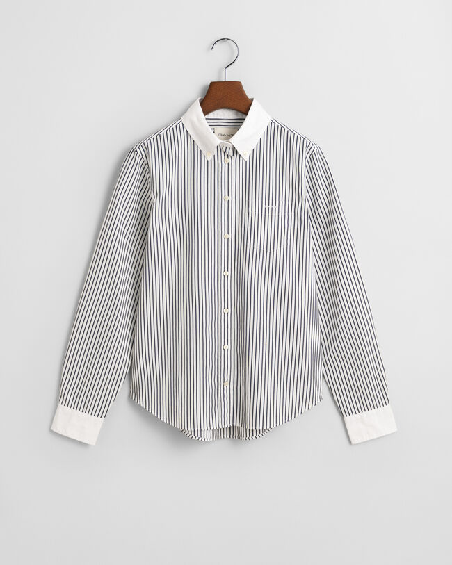 Regular Fit Contrast Collar Striped Shirt