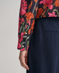 Regular Fit Iris Print Cotton Silk Shirt