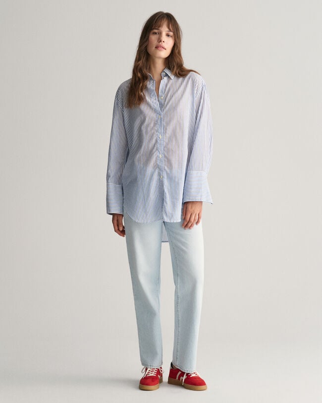 Relaxed Fit Wide Cuff Striped Shirt
