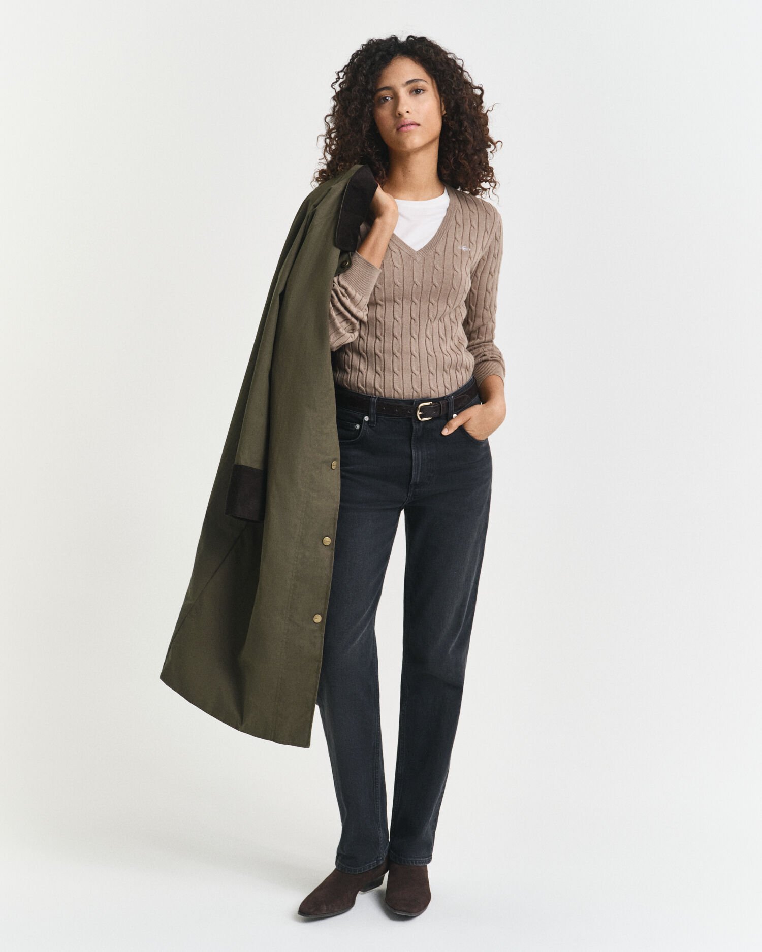 Cable Knit V-Neck Sweater