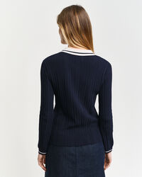 Contrast Ribbed Polo Sweater
