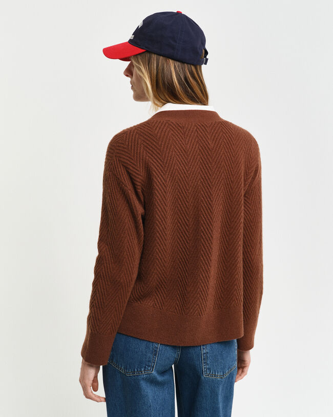 Herringbone V-Neck Cardigan