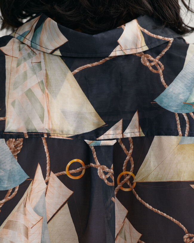 Relaxed Fit Saling Print Cotton Silk Shirt